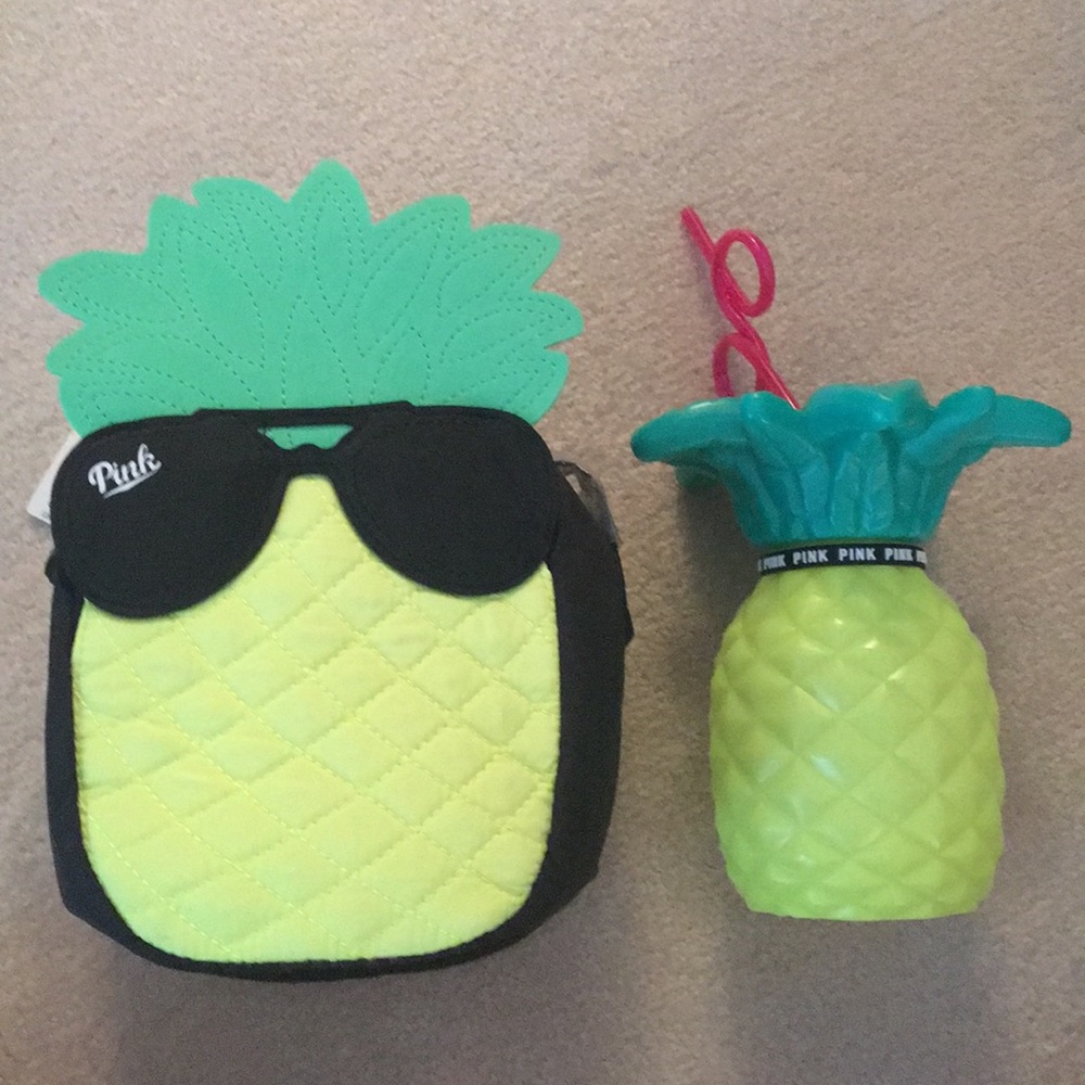 Victoria Secret PINK pineapple cooler & bottle set